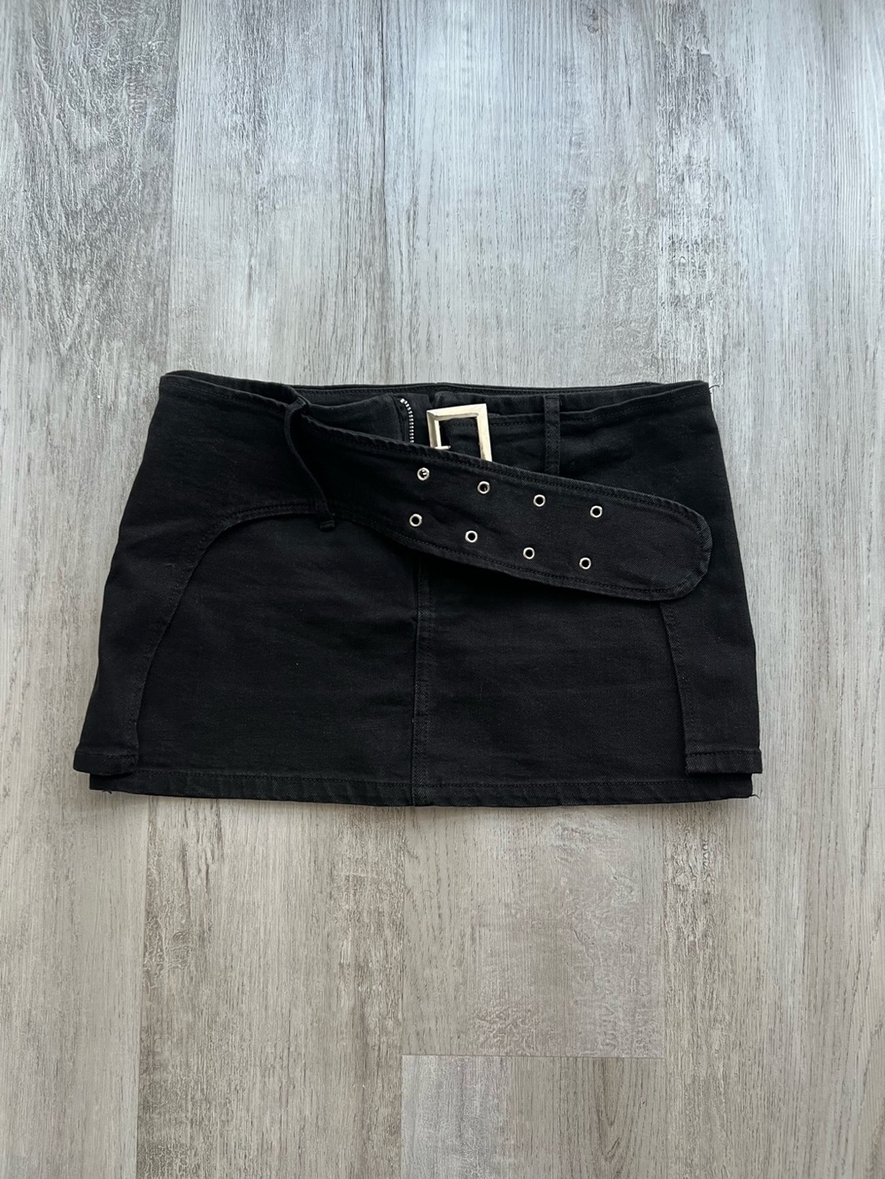 Fashion Nova Black Mini Skirt with Buckle Belt